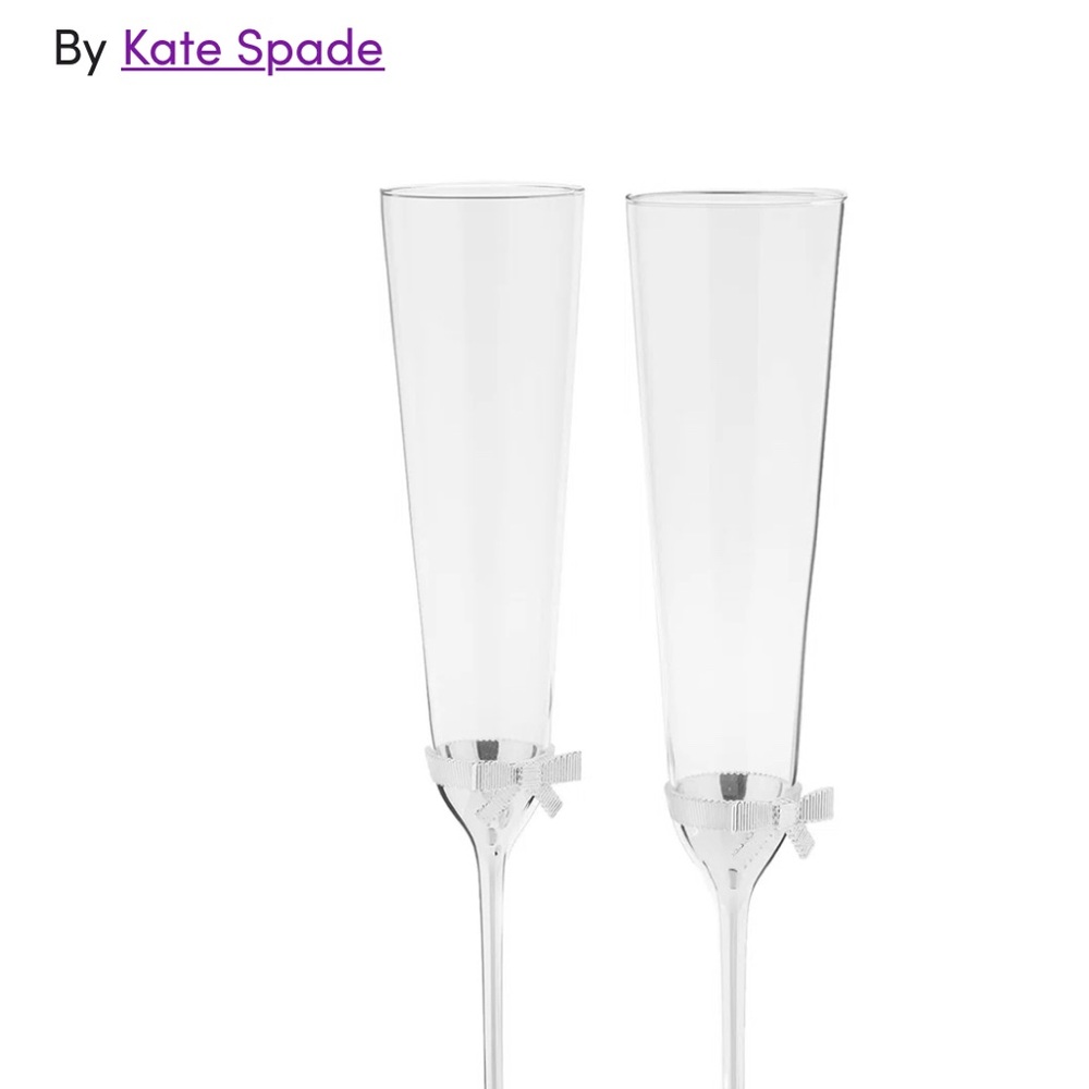 Kate Spade Silver Bow Champagne Flutes